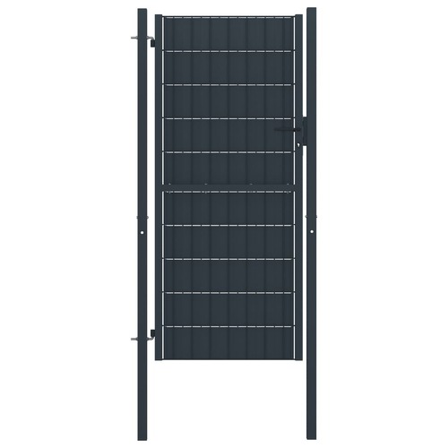 Fence Gate PVC and Steel 100x204 cm Anthracite