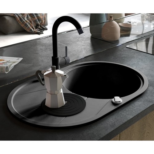 Granite Kitchen Sink Single Basin Oval Black