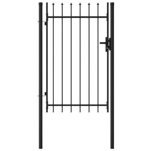 Fence Gate Single Door with Spike Top Steel 1x1.5 m Black