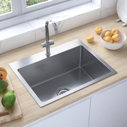 Handmade Kitchen Sink with Faucet Hole Stainless Steel