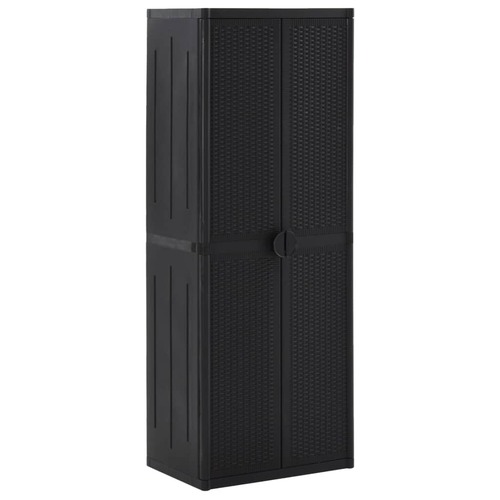 Garden Storage Cabinet Black 65x45x172 cm PP Rattan