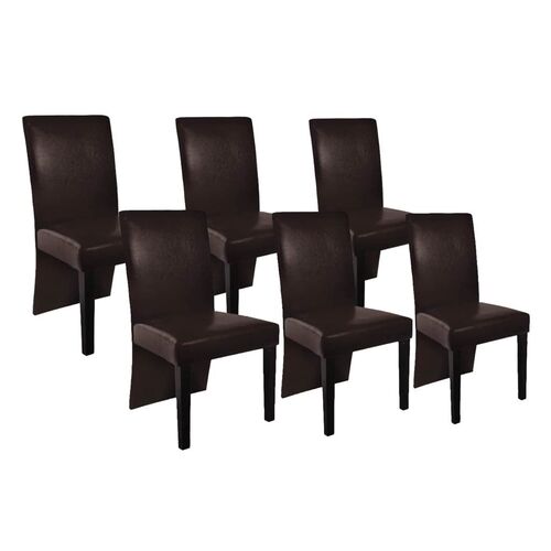 Dining Chairs 6 pcs Dark Brown Faux Leather