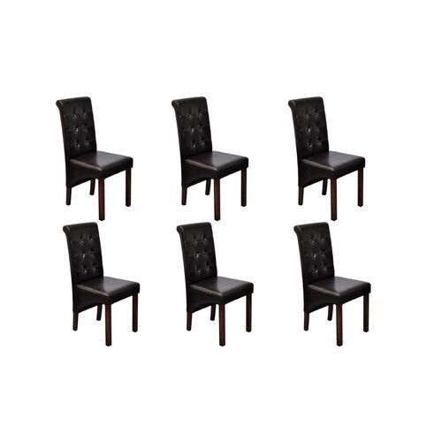 Dining Chairs 6 pcs Brown Faux Leather