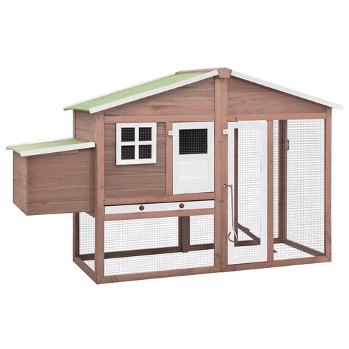 Chicken Coop with Nest Box Mocha and White Solid Fir Wood