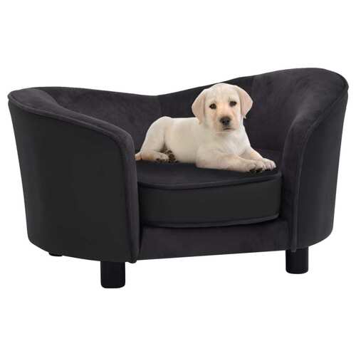 Dog Sofa Black 69x49x40 cm Plush and Faux Leather