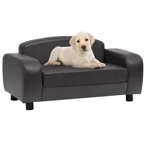 Dog Sofa Dark Grey 80x50x40 cm Faux Leather