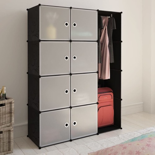 Modular Cabinet with 9 Compartments 37x115x150 cm Black and White