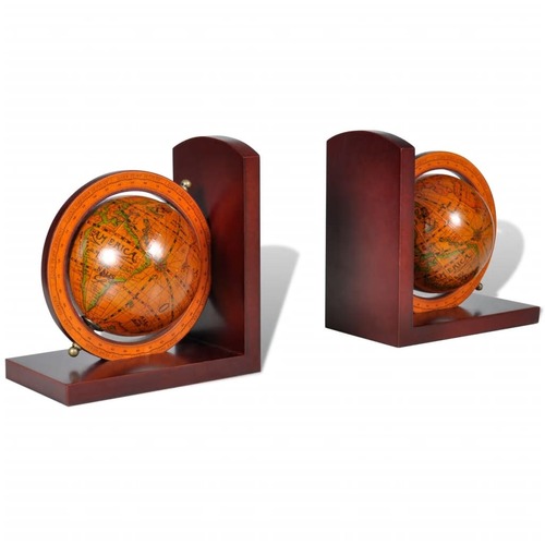 Bookstand World Map Globe Bookend Classic A Pair