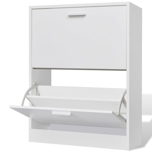 Shoe Cabinet with 2 Compartments Wooden White