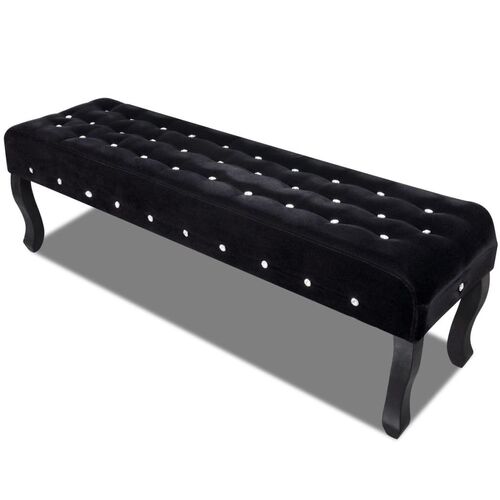 Black Bench Velvet Fabric with Crystal Buttons