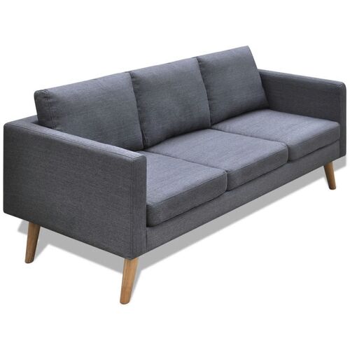 Sofa 3-Seater Fabric Dark Grey