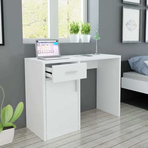 Desk with Drawer and Cabinet White 100x40x73 cm