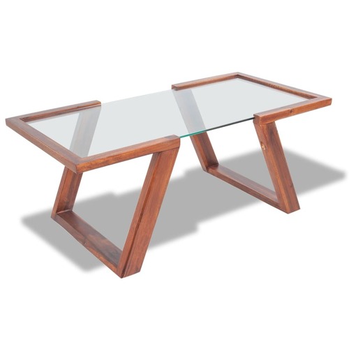 Coffee Table Solid Acacia Wood Brown 100x50x40 cm