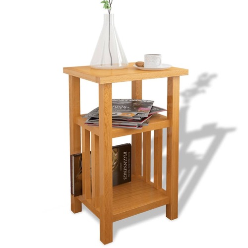 End Table with Magazine Shelf 27x35x55 cm Solid Oak Wood