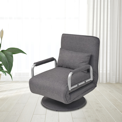 Swivel Chair and Sofa Bed Dark Grey Fabric