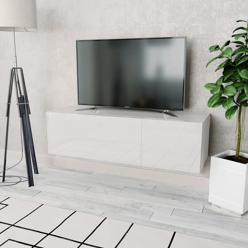 TV Cabinet Engineered Wood 120x40x34 cm High Gloss White