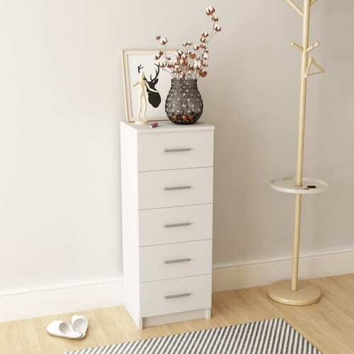 Tall Chest of Drawers Chipboard 41x35x106 cm White