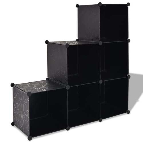 Storage Cube Organiser with 6 Compartments Black