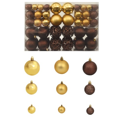 100 Piece Christmas Ball Set 6 cm Brown/Bronze/Gold