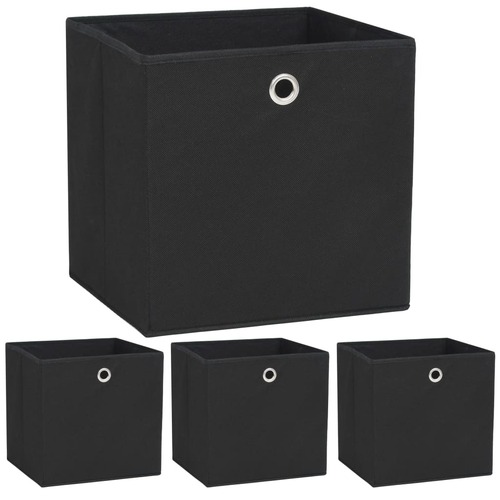 Storage Boxes 4 pcs Non-woven Fabric 32x32x32 cm Black
