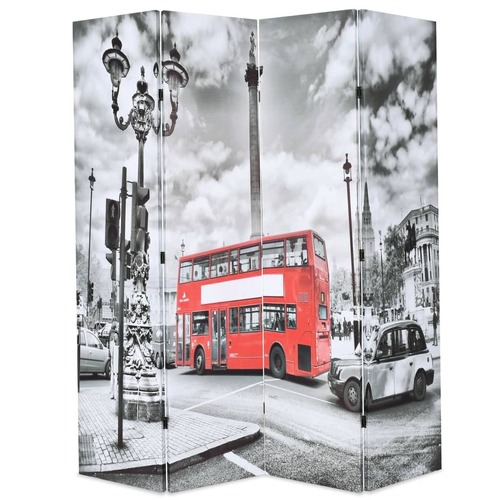 Folding Room Divider 160x170 cm London Bus Black and White