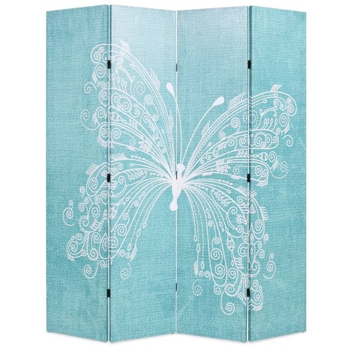 Folding Room Divider 160x180 cm Butterfly Blue