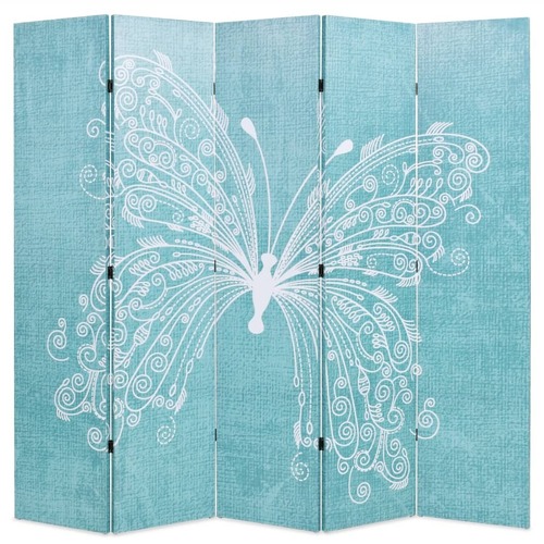 Folding Room Divider 200x180 cm Butterfly Blue