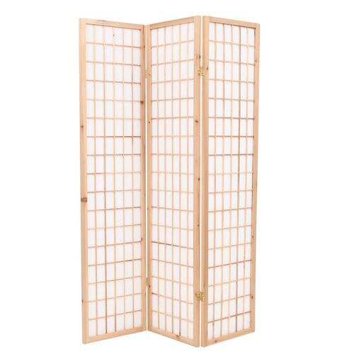 Folding 3-Panel Room Divider Japanese Style 120x170 cm Natural