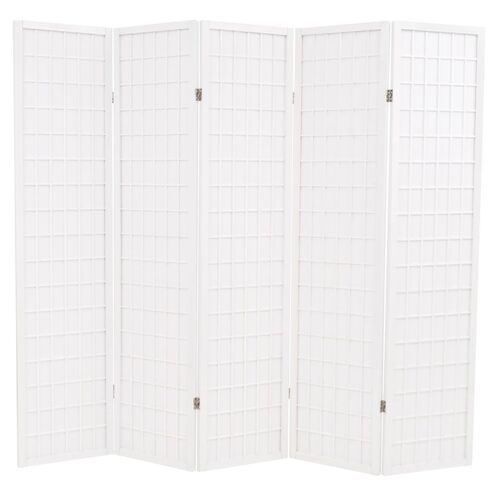 Folding 5-Panel Room Divider Japanese Style 200x170 cm White
