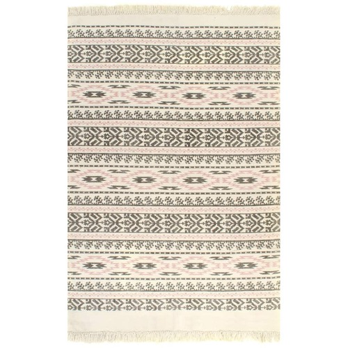 Kilim Rug Cotton 120x180 cm with Pattern Grey/Pink