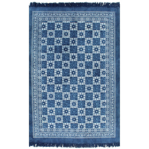 Kilim Rug Cotton 160x230 cm with Pattern Blue