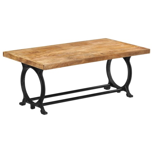 Coffee Table Solid Mango Wood and Cast Iron 110x60x47 cm