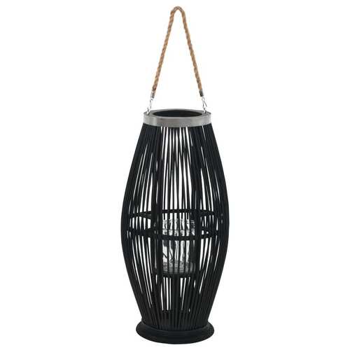 Hanging Candle Lantern Holder Bamboo Black 60 cm