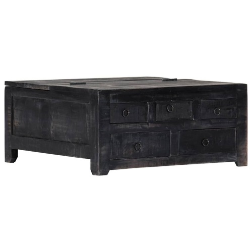 Coffee Table Black 65x65x30 cm Solid Mango Wood