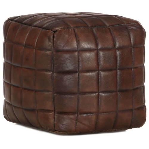Pouffe Dark Brown 40x40x40 cm Genuine Goat Leather