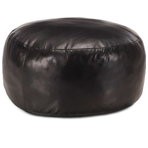Pouffe Black 60x30 cm Genuine Goat Leather