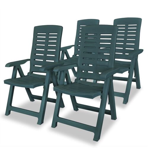 Reclining Garden Chairs 4 pcs Plastic Green