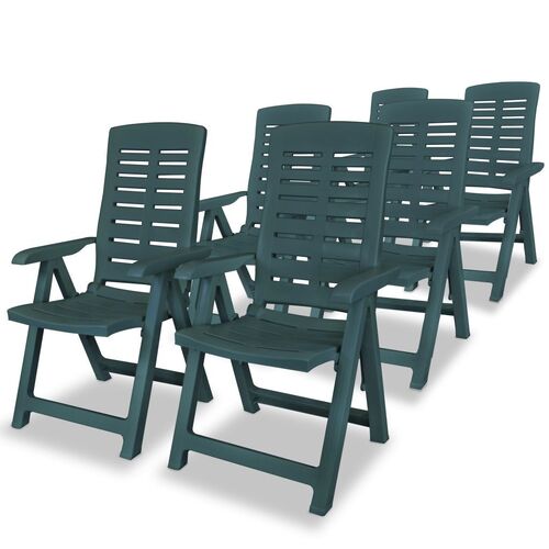 Reclining Garden Chairs 6 pcs Plastic Green