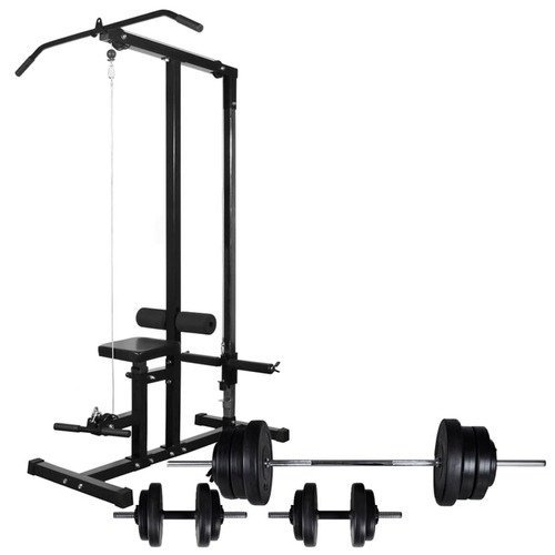 Power Tower with Barbell and Dumbbell Set 60.5 kg