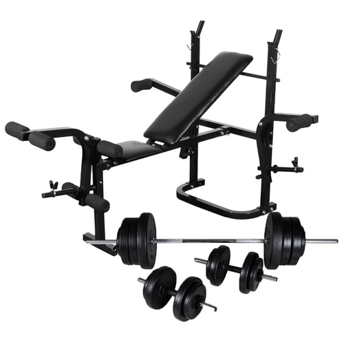 Weight Bench with Weight Rack&Barbell and Dumbbell Set 60.5kg