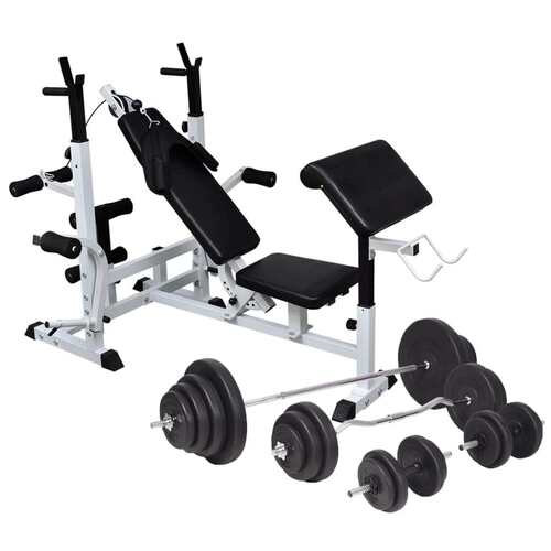 Weight Bench with Weight Rack&Barbell and Dumbbell Set 120 kg