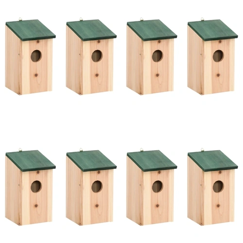 Bird Houses 8 pcs Wood 12x12x22 cm