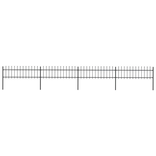 Garden Fence with Spear Top Steel 6.8x0.6 m Black