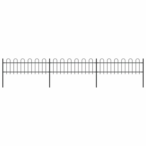 Garden Fence with Hoop Top Steel 5.1x0.6 m Black