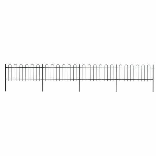 Garden Fence with Hoop Top Steel 6.8x0.8 m Black