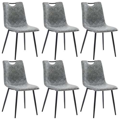Dining Chairs 6 pcs Dark Grey Faux Leather