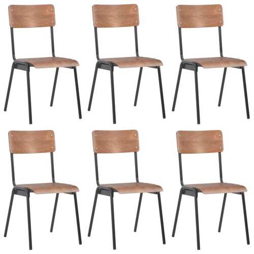 Dining Chairs 6 pcs Brown Plywood