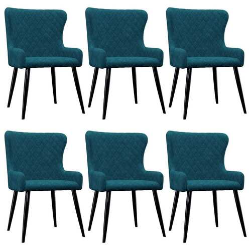 Dining Chairs 6 pcs Blue Velvet