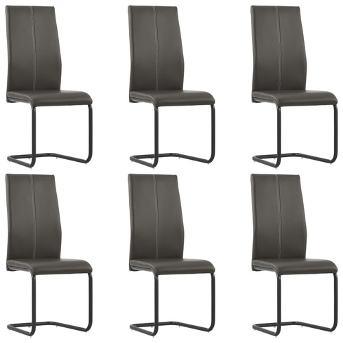 Cantilever Dining Chairs 6 pcs Brown Faux Leather