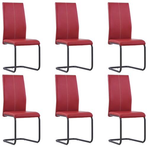 Cantilever Dining Chairs 6 pcs Red Faux Leather